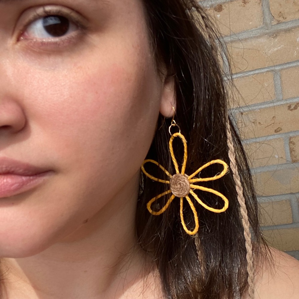 Bohemian Earrings • Handmade Flower • Hippie Glam • Macrame Jewelry